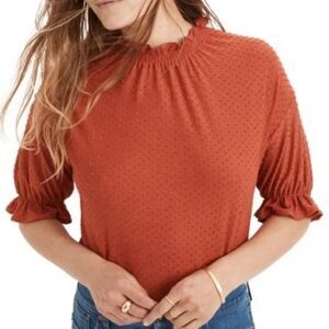 Madewell Texture and Thread Clipdot Ruffle Top Extra Small